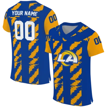 custom los angeles rams stripe block blue jersey best selling