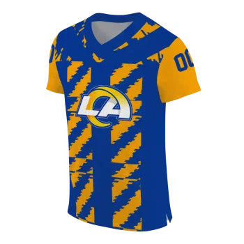 custom los angeles rams stripe block blue jersey fashion forward
