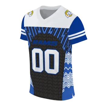 custom los angeles rams tire arrows blue black white jersey fashion forward