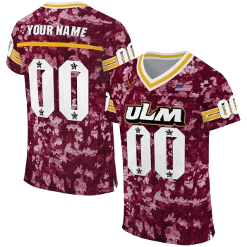 custom louisiana monroe warhawks camouflage abstract red jersey best selling