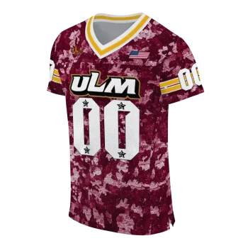 custom louisiana monroe warhawks camouflage abstract red jersey fashion forward