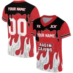 custom louisiana ragin cajuns dripping flames red white jersey best selling