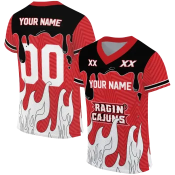 custom louisiana ragin cajuns dripping flames red white jersey best selling