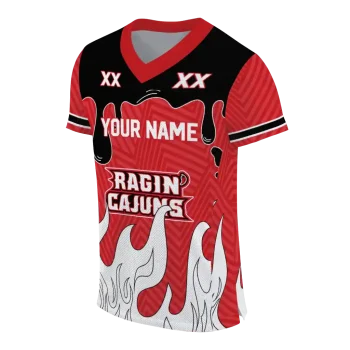 custom louisiana ragin cajuns dripping flames red white jersey fashion forward