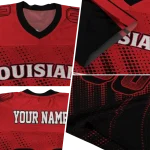 custom louisiana ragin cajuns halftone flow red black jersey best selling