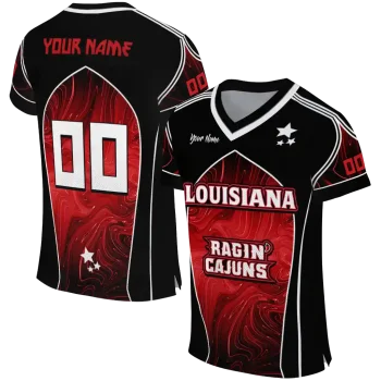 custom louisiana ragin cajuns halftone slant red black jersey best selling