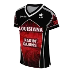 custom louisiana ragin cajuns halftone slant red black jersey best selling