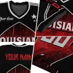 custom louisiana ragin cajuns halftone slant red black jersey best selling