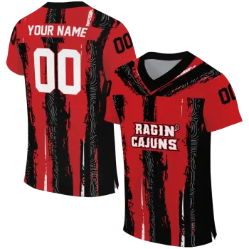 custom louisiana ragin cajuns striped texture red jersey best selling