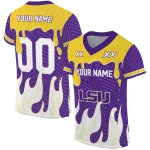 custom lsu tigers dripping flames purple white jersey best selling