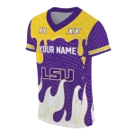 custom lsu tigers dripping flames purple white jersey best selling