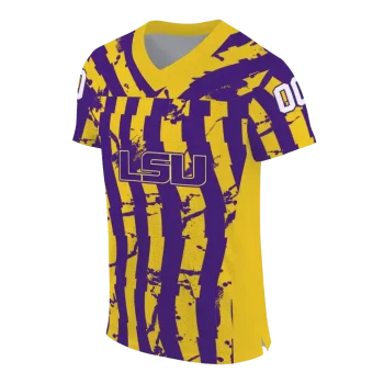 custom lsu tigers stripe splatter purple jersey fashion forward