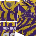 custom lsu tigers stripe splatter purple jersey best selling