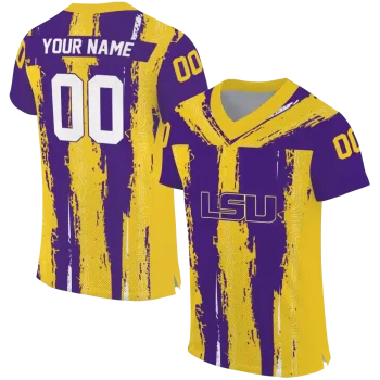 custom lsu tigers striped texture purple jersey best selling