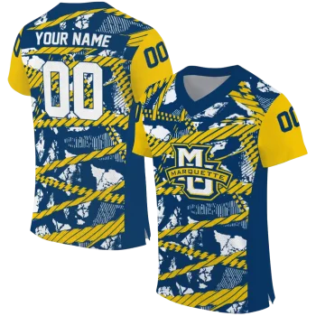 custom marquette golden eagles camo shatter blue jersey best selling