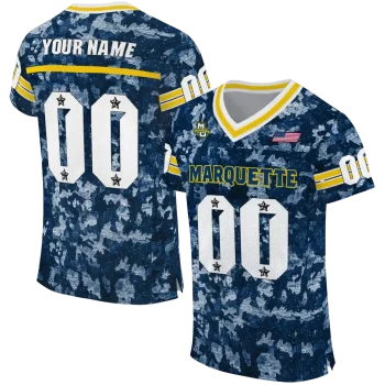 custom marquette golden eagles camouflage abstract blue jersey best selling