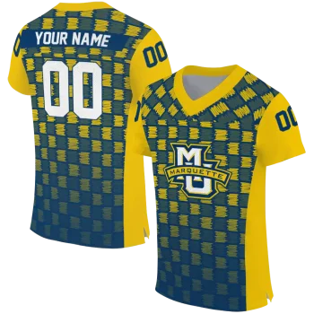 custom marquette golden eagles stacked rectangle blue jersey best selling