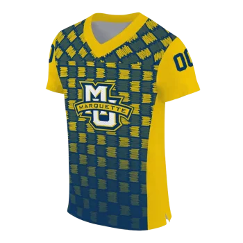 custom marquette golden eagles stacked rectangle blue jersey fashion forward