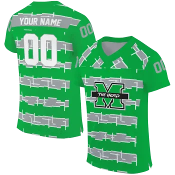 custom marshall thundering herd layered grids green jersey best selling