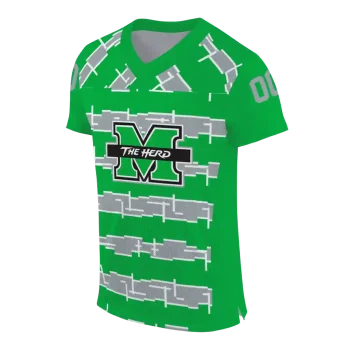 custom marshall thundering herd layered grids green jersey fashion forward