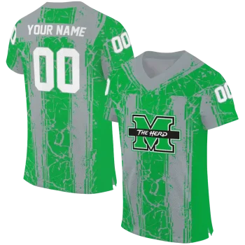custom marshall thundering herd rugged stripes green jersey best selling