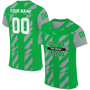 custom marshall thundering herd stripe block green jersey best selling