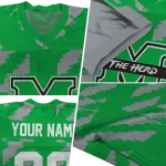 custom marshall thundering herd stripe block green jersey best selling