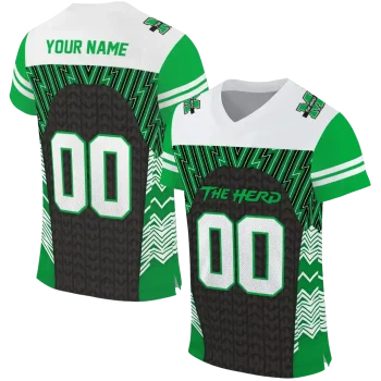 custom marshall thundering herd tire arrows green black white jersey best selling