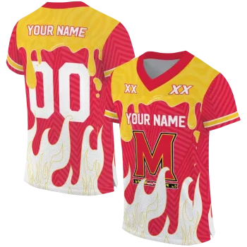 custom maryland terrapins dripping flames red white jersey best selling