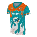 custom miami dolphins dripping flames aqua white jersey best selling