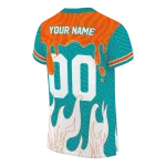 custom miami dolphins dripping flames aqua white jersey best selling