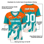 custom miami dolphins dripping flames aqua white jersey best selling