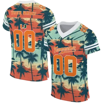 custom miami hurricanes horizon palm sunset jersey best selling