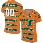 custom miami hurricanes layered grids orange jersey best selling