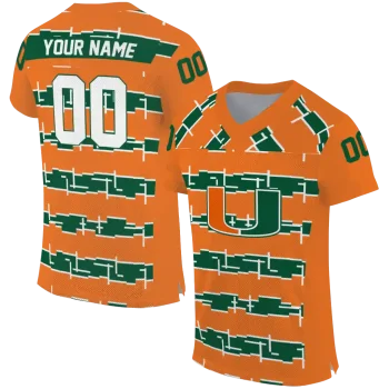 custom miami hurricanes layered grids orange jersey best selling
