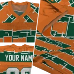 custom miami hurricanes layered grids orange jersey best selling