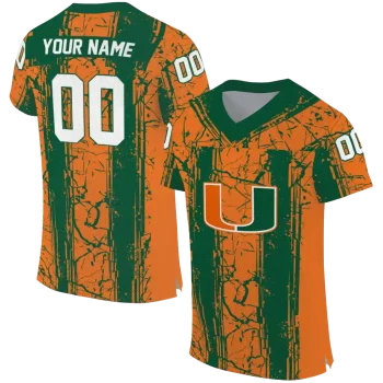 custom miami hurricanes rugged stripes orange jersey best selling