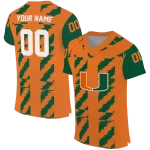 custom miami hurricanes stripe block orange jersey best selling