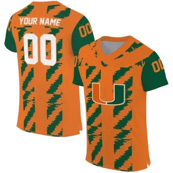 custom miami hurricanes stripe block orange jersey best selling