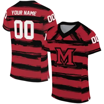 custom miami redhawks art stripe red jersey best selling