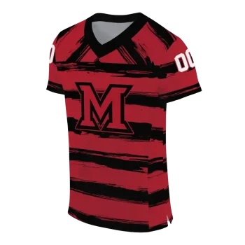 custom miami redhawks art stripe red jersey fashion forward