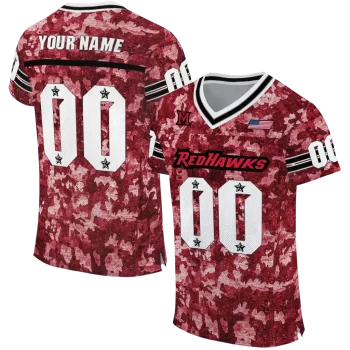 custom miami redhawks camouflage abstract red jersey best selling