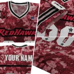 custom miami redhawks camouflage abstract red jersey best selling