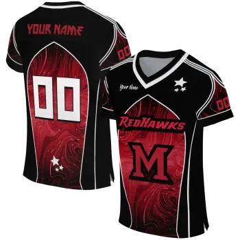custom miami redhawks halftone slant red black jersey best selling