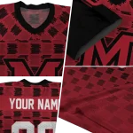 custom miami redhawks stacked rectangle red jersey best selling