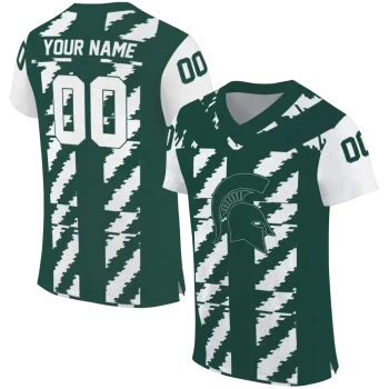 custom michigan state spartans stripe block green jersey best selling