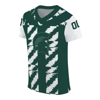custom michigan state spartans stripe block green jersey fashion forward