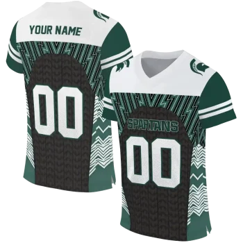 custom michigan state spartans tire arrows green black white jersey best selling