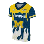 custom michigan wolverines dripping flames blue white jersey best selling