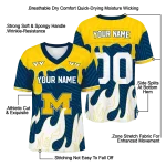 custom michigan wolverines dripping flames blue white jersey best selling